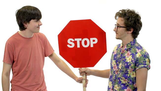 Image: Holding a stop sign