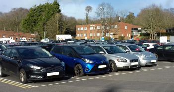 cars parked on campus