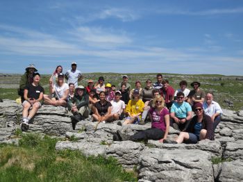 A group of students and staff on the Yorkshire Dales as part of the field course