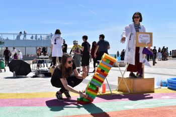 A Soapbox Science demonstration on Brighton seafront