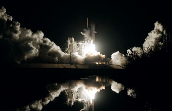 Photograph of a NASA space rocket launching