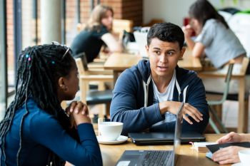 Two students chatting