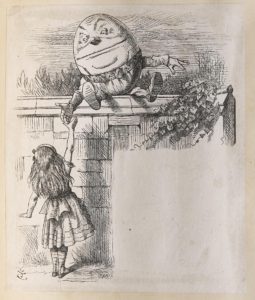 Dalziel after John Tenniel, illustration for 'Humpty Dumpty', in Lewis Carroll [Charles Lutwidge Dodgson], Through the Looking-Glass, and What Alice Found There