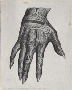 Dalziel after Johann Baptist Zwecker, ‘Marquesas Chief’s Hand’, illustration for J G Wood, The Natural History of Man
