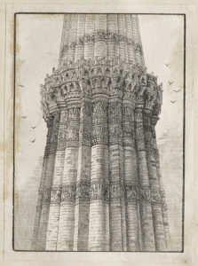 Dalziel, from a photograph, 'Part of first and second Storey of the Kootab-Minar', illustration for Norman Macleod, 'Days in North India'