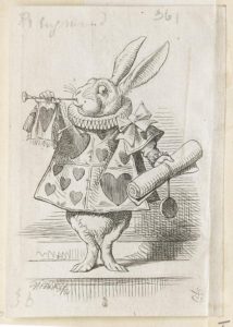 Dalziel after John Tenniel, illustration for ‘Who Stole the Tarts?’, in Lewis Carroll [Charles Lutwidge Dodgson], Alice’s Adventures in Wonderland