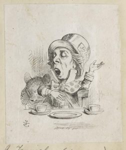 Dalziel after John Tenniel, illustration for ‘A Mad Tea-Party’, in Lewis Carroll [Charles Lutwidge Dodgson], Alice’s Adventures in Wonderland