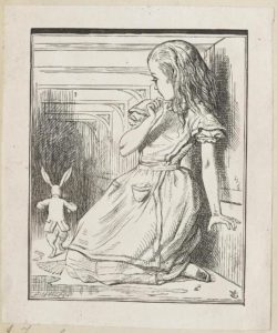 Dalziel after John Tenniel, illustration for ‘The Pool of Tears’, in Lewis Carroll [Charles Lutwidge Dodgson], Alice’s Adventures in Wonderland