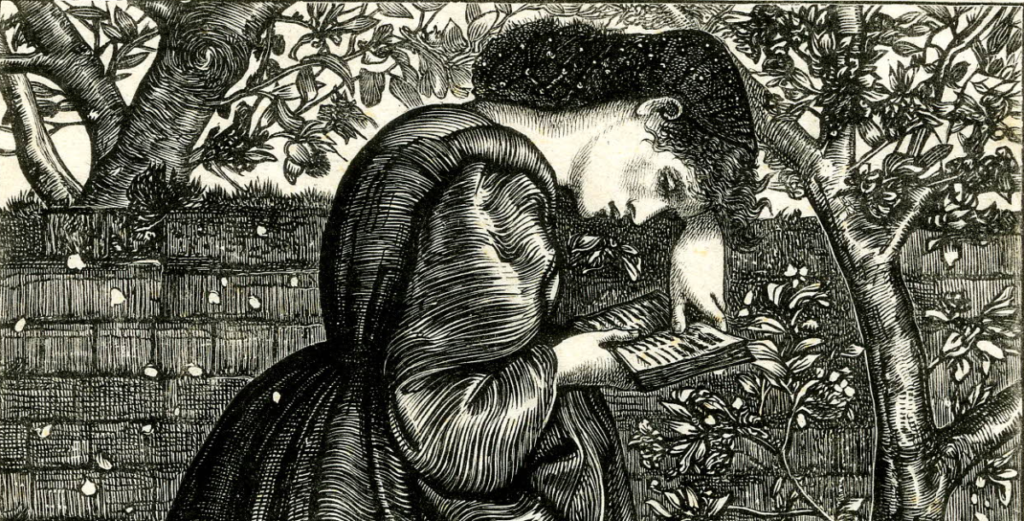 Figure 1. Detail of 'Summer Snow'. Dalziel brothers engraving after Edward Burne-Jones for Good Words (1863)