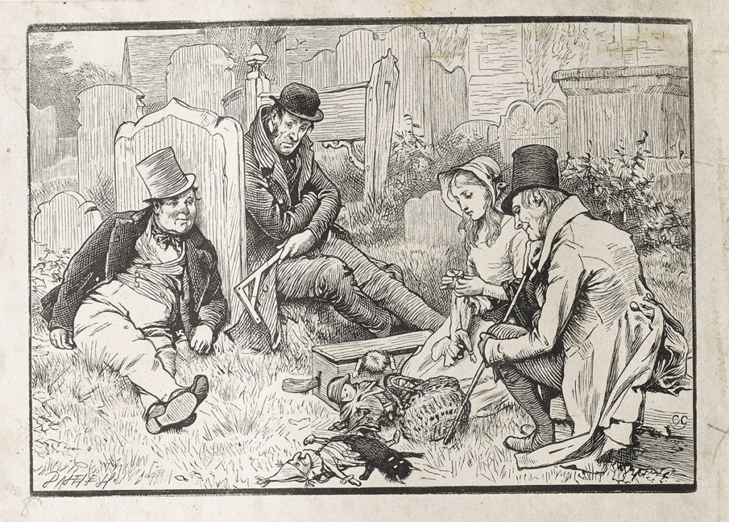 Dalziel engraving Graveyard scene, after Charles Green for Charles Dickens, 'The Old Curiosity Shop’, The Household Edition (London: Chapman & Hall, [1876]). First issued in parts.