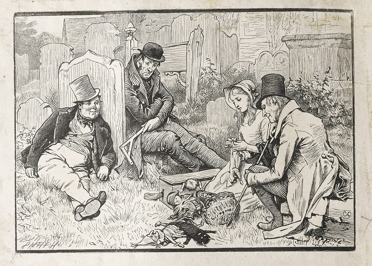 Dalziel engraving Graveyard scene, after Charles Green for Charles Dickens, 'The Old Curiosity Shop’, The Household Edition (London: Chapman & Hall, [1876]). First issued in parts.