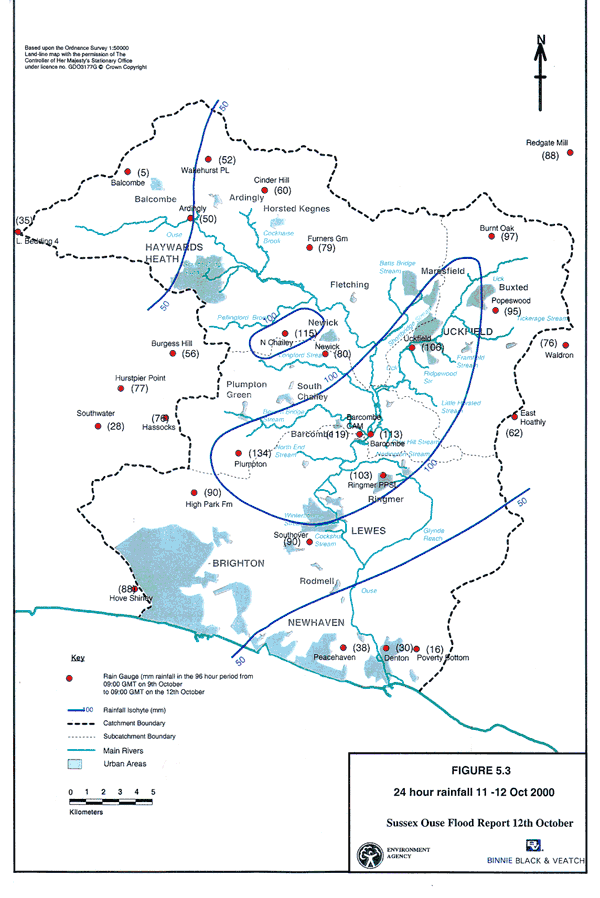 Sussex Ouse Flood Report map