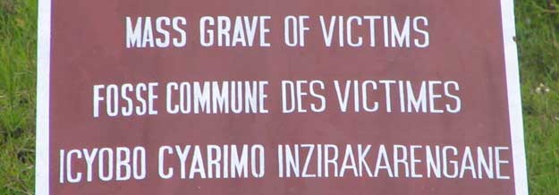 Mass grave of victims sign