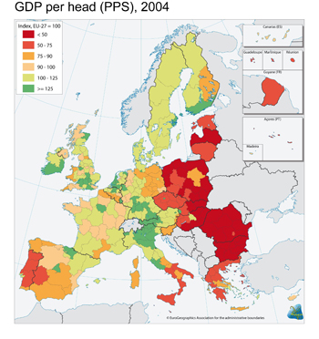 EU regional disparities in 2004