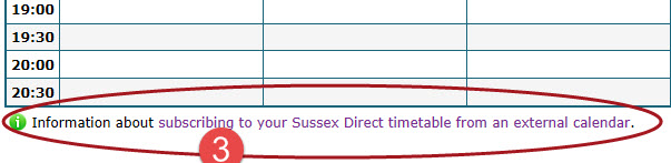 Link for subscribing to Sussex Timetable