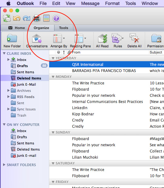 2272 how can i organise emails into groups or threads in outlook emails groups