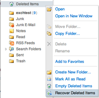 Recover Deleted Items option in OWA