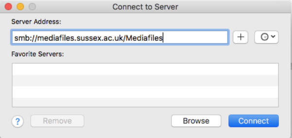 Screenshot of entering the Server Address