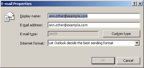Outlook 2007 address properties