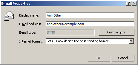 Outlook 2007 address properties