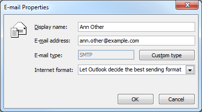 Outlook 2010 address properties