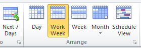 Outlook calendar work week view