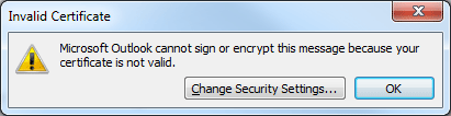 Outlook 2010 Invalid Certificate error