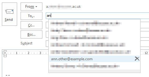Outlook 2013 autocomplete list