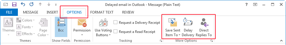 Outlook 2013: delivery delay button