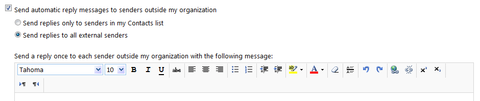 OWA: autoreplies for external email