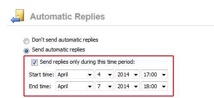 OWA Light send timed automatic replies
