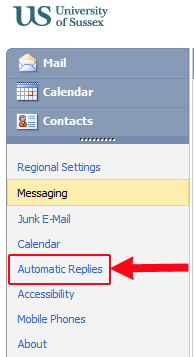 OWA Light Autoreplies button