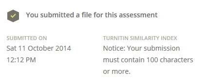 Screenshot of warning on the assessment upload page