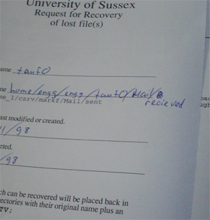 File recovery form from 1998