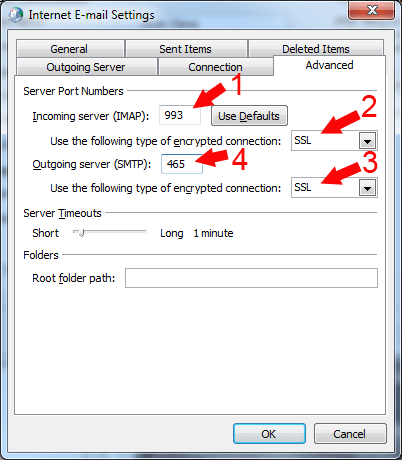 Mail Setup - port numbers