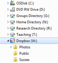 Dropbox displays just like another drive when connected through WebDrive