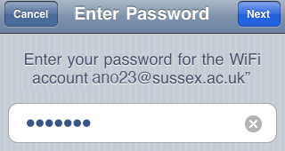 Screenshot - entering a password