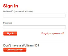 sign in page on the Wolfram website