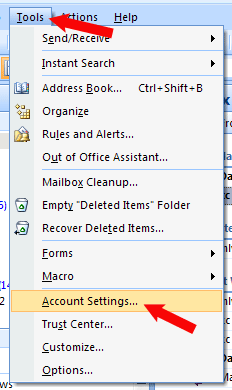 Outlook 2007 Account Settings