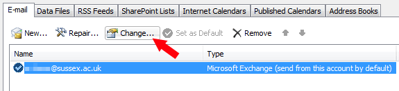 Outlook 2010 Change account settings