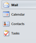 Outlook 2010 service selection buttons