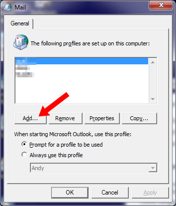 Mail Profile dialogue 2