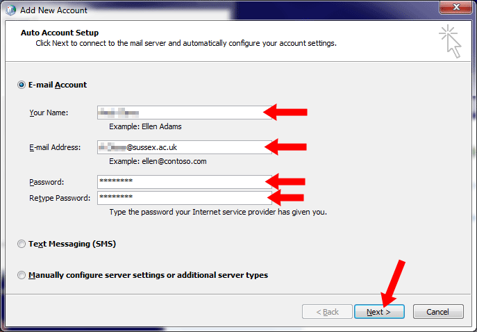 Mail Profile dialogue 4