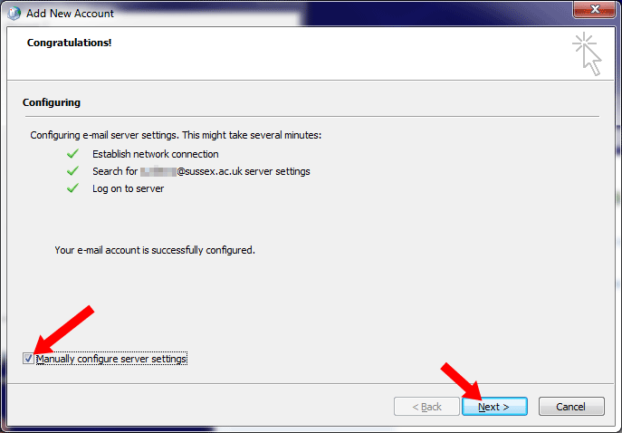Mail Profile dialogue 5