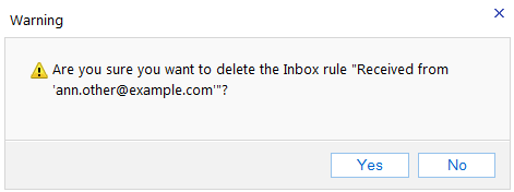 OWA Delete Rule confirmation