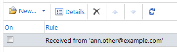 OWA Inbox Rule On button (unticked)