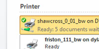 screenshot showing a choice of printer names