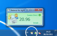 screenshot showing the task bar icon to check your credit