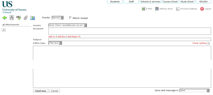 Webmail draft window