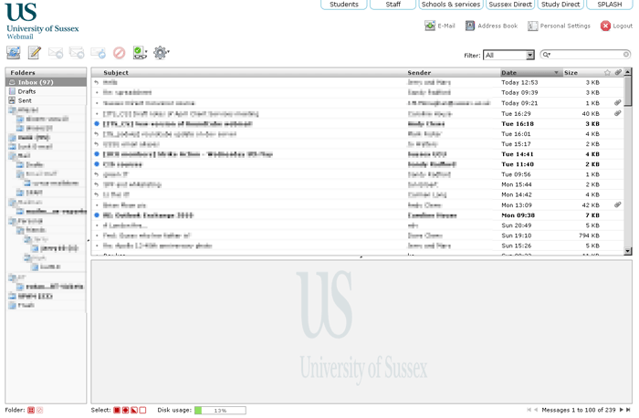 Webmail main window
